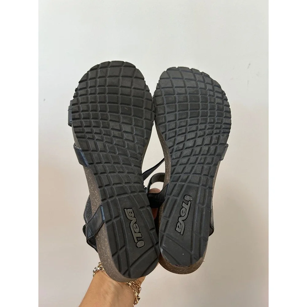 Teva Ysidro Universal Wedge Sandal Women 8 Black Leather Gorpcore